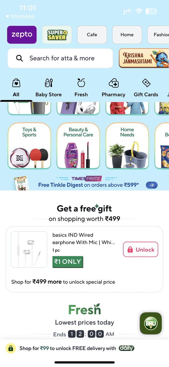 VarunTalwar1975's tweet photo. @ZeptoNow  I ordered to make my  cart above ₹500 for Zepto offer on earphone but did not receive it. Nice strategy guys https://t.co/4TtodA46lH