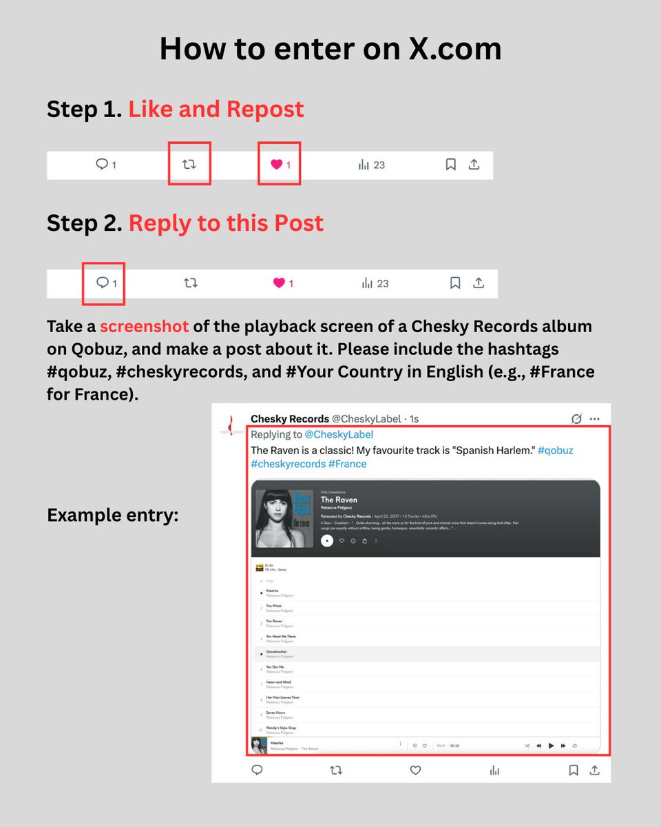 Celebrate the <a href="/CheskyLabel/">Chesky Records</a> catalog on <a href="/qobuz/">Qobuz</a>! Win a signed copy of The Raven (<a href="/rebeccapidgeon/">Rebecca Pidgeon</a>) or Entre Amigos (<a href="/RonCarterBass/">Ron Carter</a>).

Like &amp; repost, screenshot your fave Chesky album on Qobuz, then reply w/ #qobuz #cheskyrecords + your country. 

Ends 9/26/2025. <a href="/QobuzFR/">Qobuz France</a> <a href="/QobuzJP/">Qobuz Japan【公式】🎧１周年🎉</a>