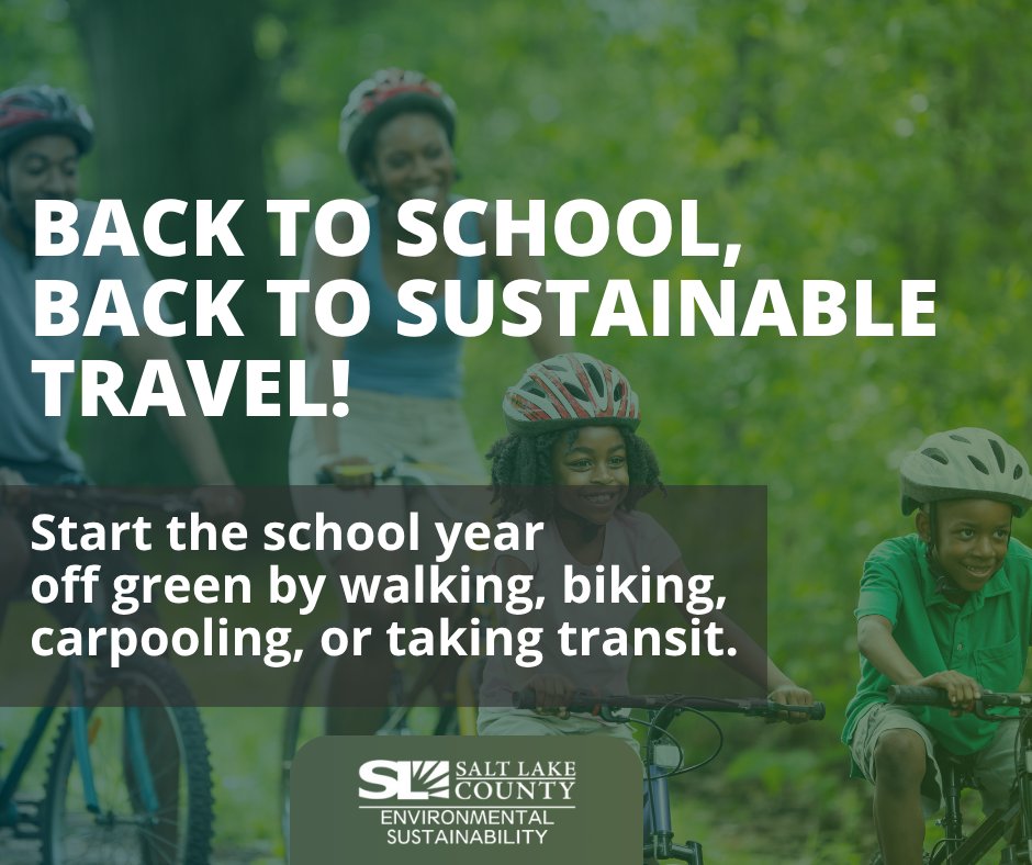 Whether your family is gearing up for the first day or you're already back in class, it's always a good time to choose a greener way to get to school.

Let's make this school year a little greener, one ride at a time. 

#BackToSchool #SustainableSLCo