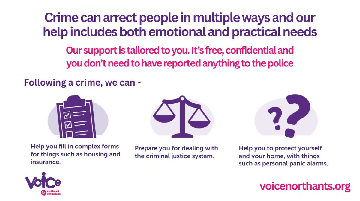 Crime can arrect people in multiple ways and our help includes both emotional and practical needs. Our support is tailored to you. It’s free, confidential and you don’t need to have reported anything to the police.