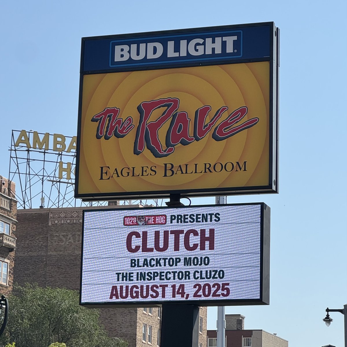 The Rave / Eagles Club (@therave) on Twitter photo TONIGHT: <a href="/1029TheHOG/">102.9 The HOG</a> presents <a href="/clutchofficial/">Clutch</a> with <a href="/BlacktopMojo/">Blacktop Mojo</a> and The Inspector Cluzo! ๐ธโก
๐ Show starts at 8PM
๐ซ Tickets available at the door & online ยป therave.com/clutch TONIGHT: <a href="/1029TheHOG/">102.9 The HOG</a> presents <a href="/clutchofficial/">Clutch</a> with <a href="/BlacktopMojo/">Blacktop Mojo</a> and The Inspector Cluzo! ๐ธโก
๐ Show starts at 8PM
๐ซ Tickets available at the door & online ยป therave.com/clutch
