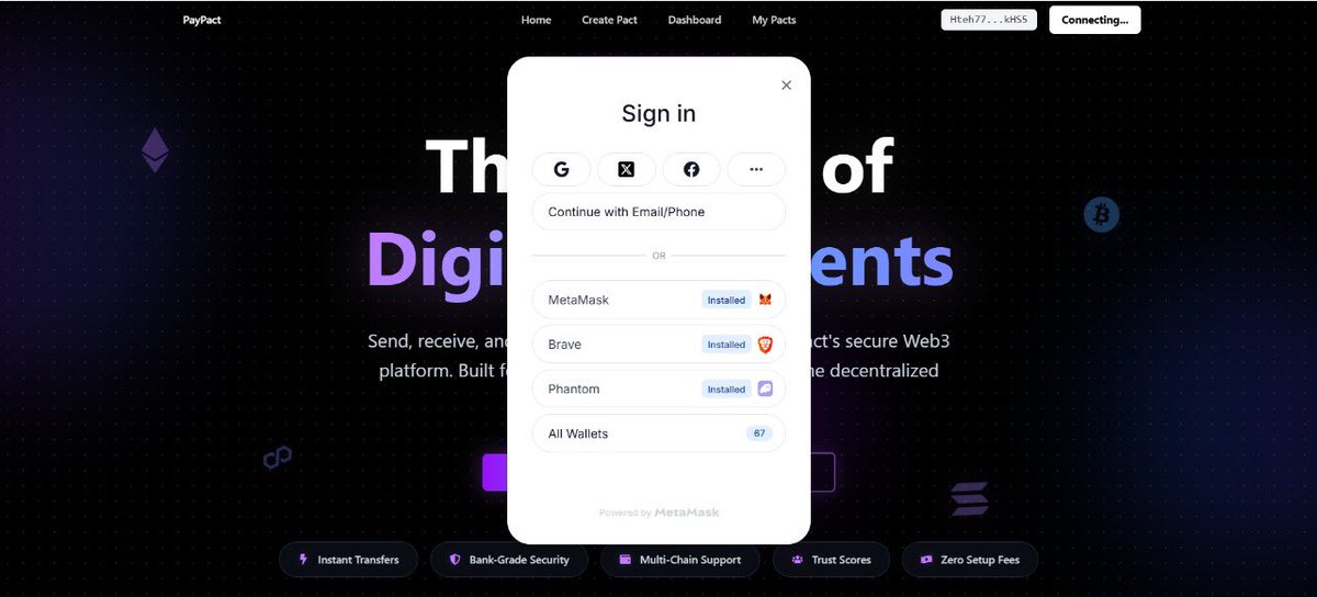 14 days down, 16 to go — PayPact is moving fast.
Web3Auth done. Solana Pay integration done. Landing page live.
The journey is just getting started <a href="/MetaMaskDev/">MetaMask Developer</a> <a href="/Web3Auth/">Web3Auth</a> <a href="/solanapay/">Solana Pay</a> <a href="/HackQuest_/">HackQuest</a>