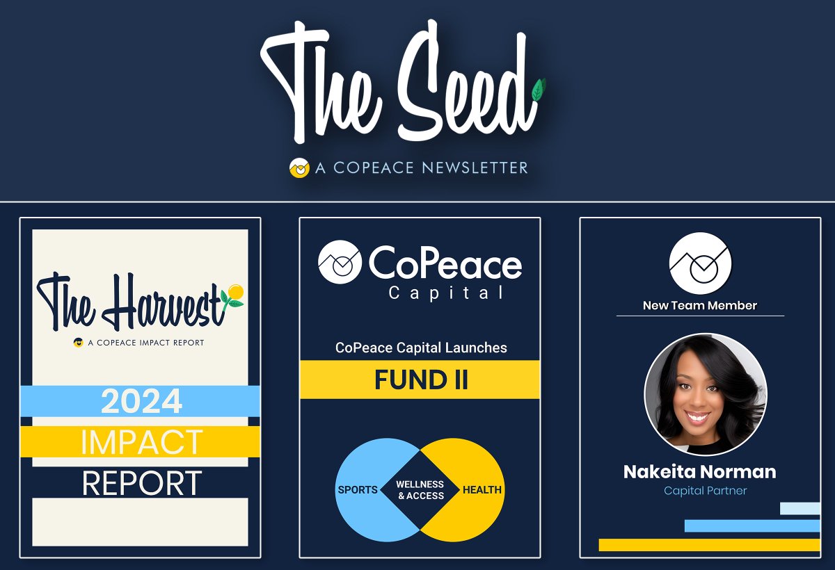 Recently at CoPeace:

- 2024 Impact Report is here! 🌱
- Fund II Launched 📈
- Welcoming a new General Partner 🤝

Subscribe to our newsletter &amp; stay up to date! mailchi.mp/copeace/the-se…

#GrowYourMoneyForGood