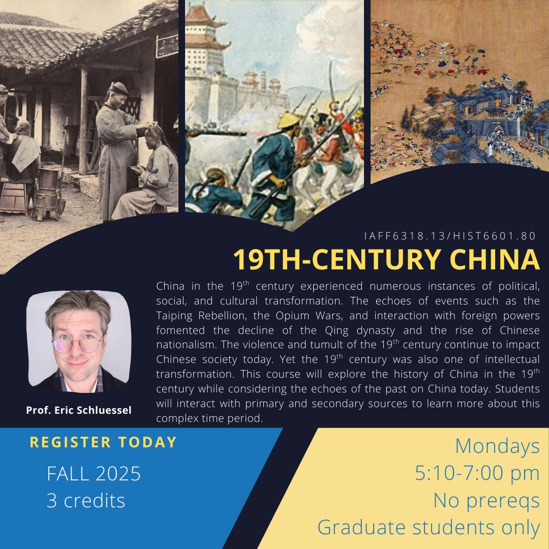 Today we are highlighting a course taught by our own Director, Professor Eric Schluessel! Prof. Schluessel will be teaching the course "19th-Century China." This class will explore the volatile century of transformation in China that has bearing on the nation today. Register now!