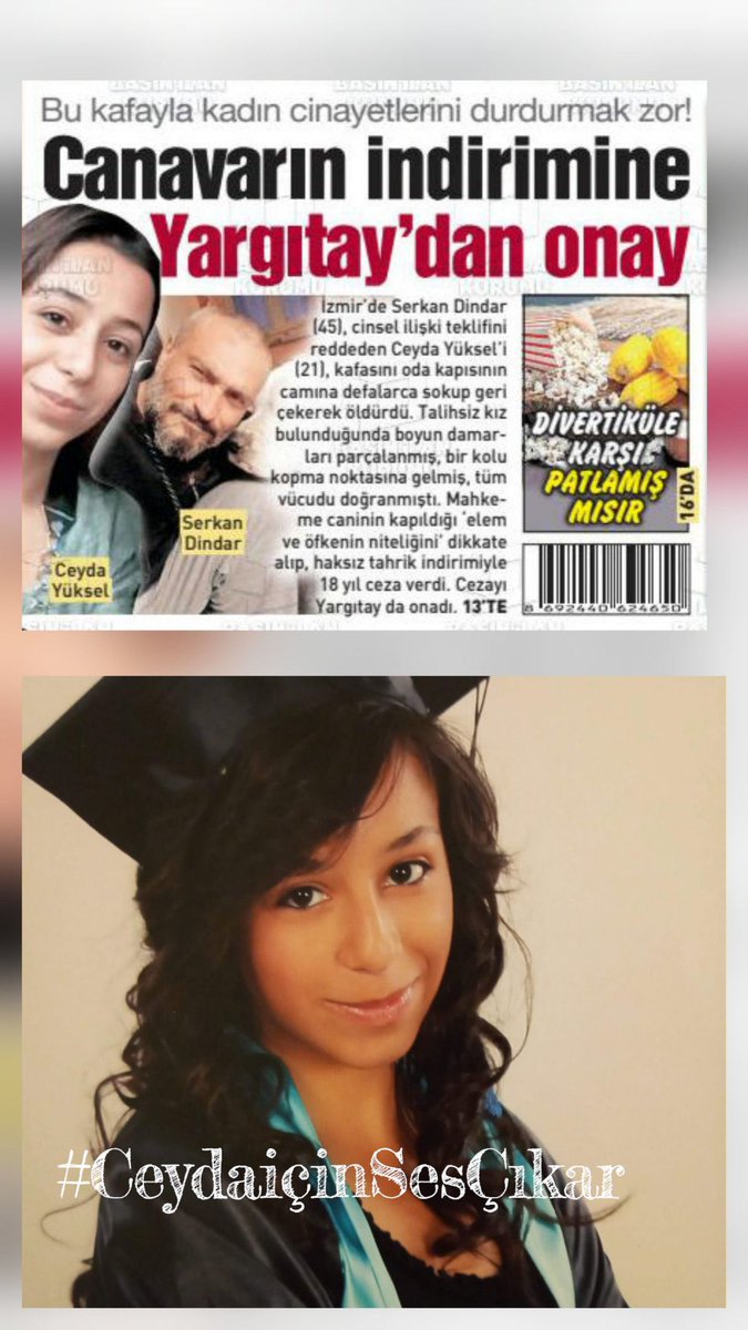 Bedeni cam kırıkları arasında bulunan Ceyda Yüksel !

Cinsel birlikteliğe hayır dediği için, bir cani tarafından öldürülmesinde suçlu bulundu.

Bu karar kabul edilemez!

 #CeydaiçinSesÇıkar