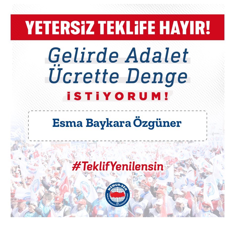 Kamu İşveren Heyetinin 8. Dönem Toplu Sözleşme Teklifi memurun beklentilerini karşılamamaktadır..  #TeklifYenilensin