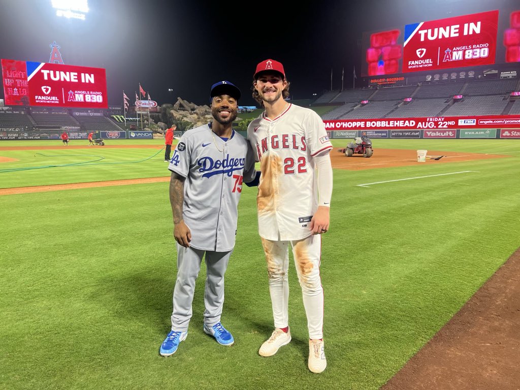 Mauldin HS alums J. Dean and B. Teodosio conclude first regular season series as foes, as Angels swept Dodgers. Dean used as defensive sub in series. Teodosio went 5-11, 3 2B, 1st RBI, had a hit off Shohei, and HR-robbing catch. Photo: LA Angels <a href="/Mauldin_High/">Mauldin High School</a>