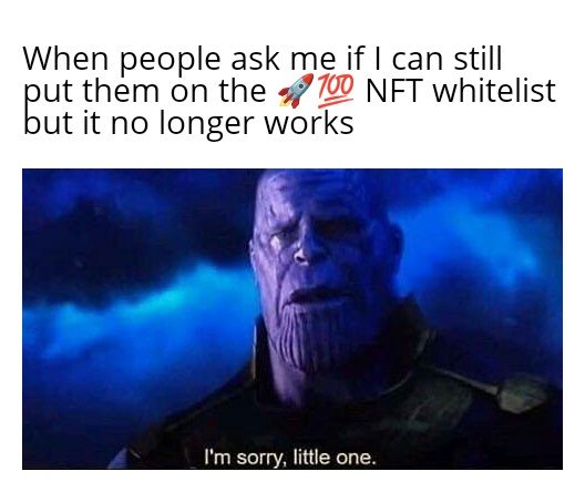 I am bombarded with private messages on X and TG.

Unfortunately, this is no longer possible and would be unfair to the people who have regularly obtained a whitelist place.

You have to hope that there is still something left until the Public Mint or use the secondary market