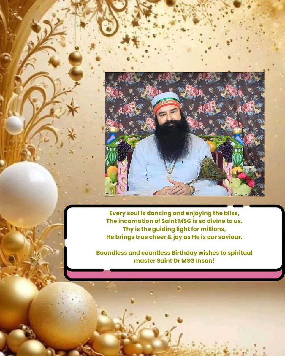 The sacred month of August marks the incarnation of Saint MSG who strives tirelessly to save the dying humanity.
Investing every second of life to showcase the righteous path to people and connecting them with the Supreme Power.

#SaviourOfHumanity
Happy Birthday To Saint MSG 🎂