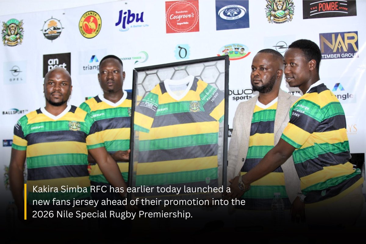 Uganda Rugby Union (@ugandarugby) on Twitter photo Kakira RFC earlier today launched their official fans jersey ahead of the 2026 Nile Special Rugby Premiership.
Show your pride, and stand with the Simbas as they prepare to make their grand entrance.
Game On!ππ₯
Get your jersey today!" <a href="/TheKakiraRFC/">KAKIRA RUGBY CLUB</a> Kakira RFC earlier today launched their official fans jersey ahead of the 2026 Nile Special Rugby Premiership.
Show your pride, and stand with the Simbas as they prepare to make their grand entrance.
Game On!ππ₯
Get your jersey today!" <a href="/TheKakiraRFC/">KAKIRA RUGBY CLUB</a>