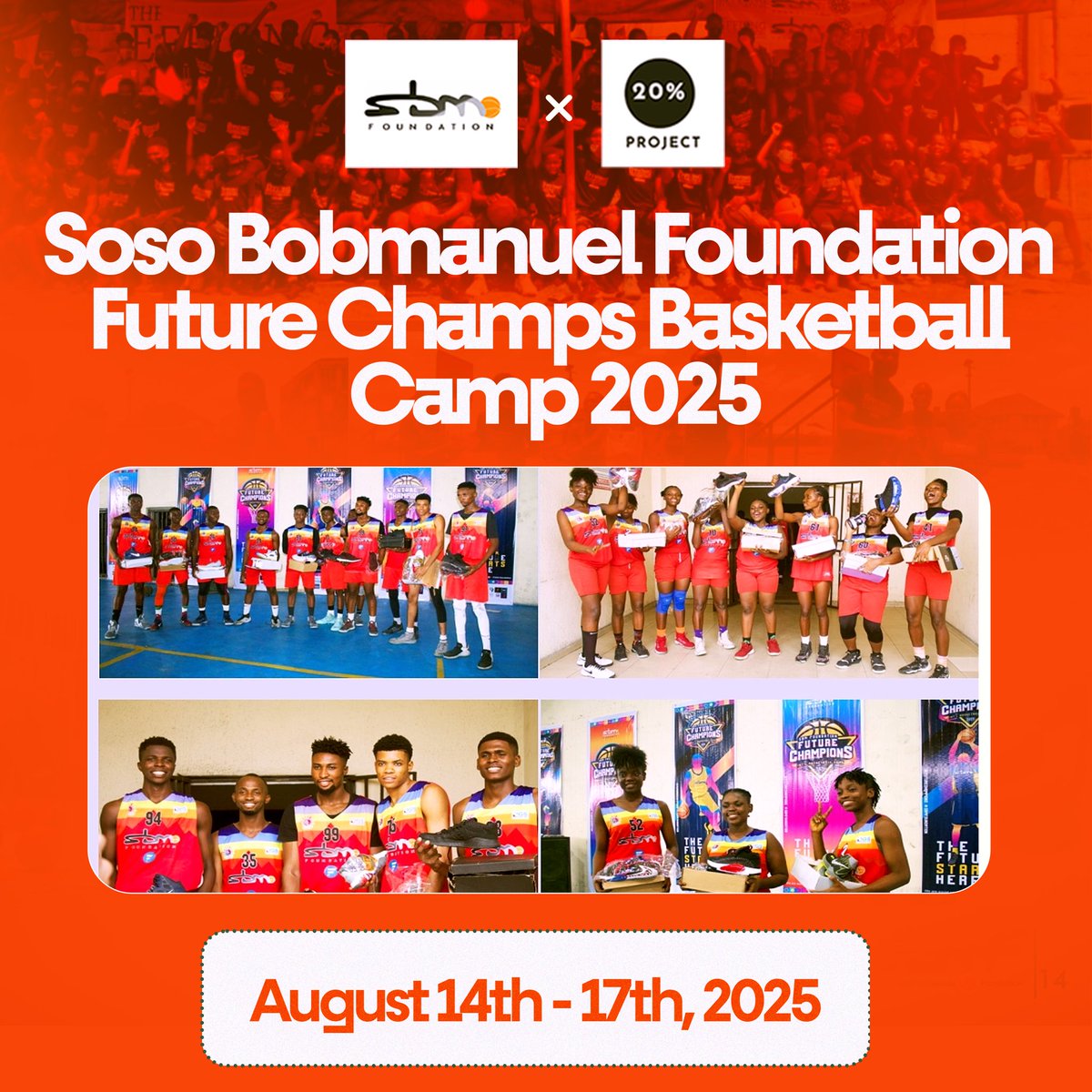 It’s game time, Port Harcourt! 🏀🔥
The Soso Bobmanuel Foundation Future Champs Basketball Camp tips off today, 4 days of skill, hustle, and inspiration for boys &amp; girls.

Let’s back the next generation of champions.
🔗 bit.ly/sbmf-gfm

#BackedBy20PP #SBMFAllStarCamp