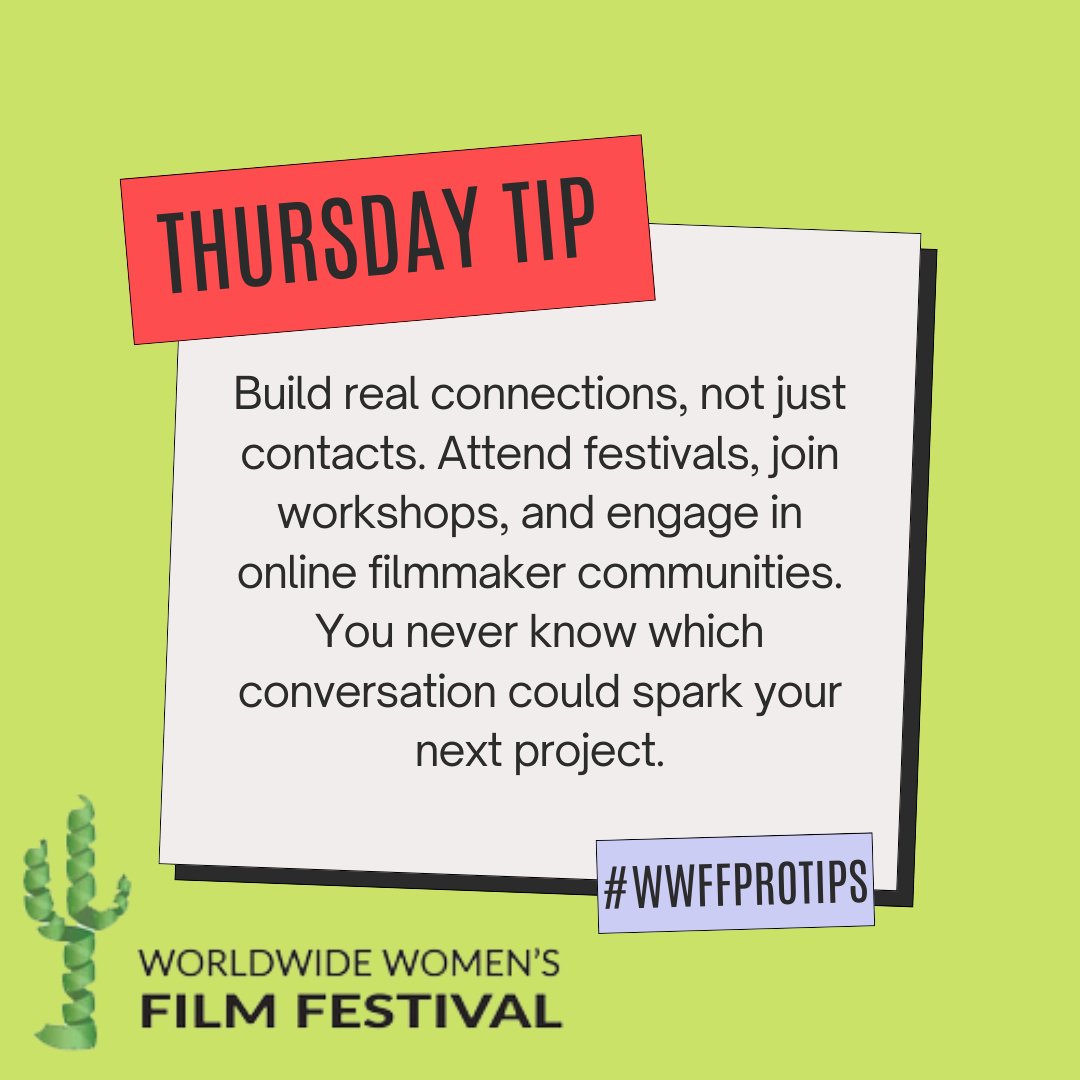 Network Intentionally

💡Build real connections, not just contacts. Attend festivals, join workshops, and engage in online filmmaker communities. You never know which conversation could spark your next project.

#WWFFProTips #WomenInFilm #FilmmakerLife #FilmFestival #WWFF