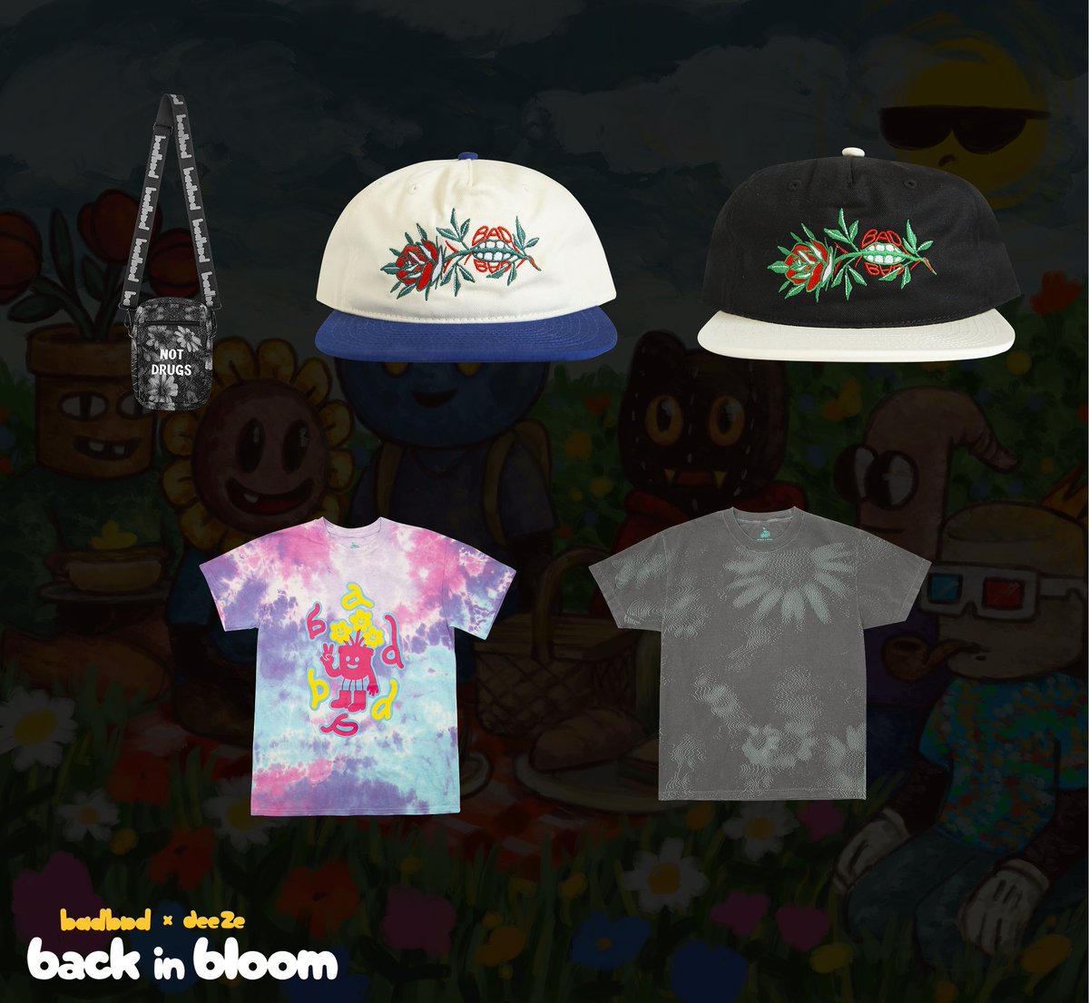 DeeZe's tweet photo. 🌸Back In Bloom Physical Redemption is LIVE🌸

The physical redemption window with @badbadwtf is now live until Thursday, August 21st at 11:59pm EST

Outside of the total supply of the mint, there is no limit to how many of any particular item can be redeemed.

So take your time (but not too long) ⏳

After the redemption window closes, you'll receive your gear in 8-10 weeks

Link to redeem -> https://t.co/M5qCvM0Wlt 

We also have black and white NOT DRUGS bags, a couple hats, and different colorway shirts available for normal purchase through the website (normal meaning credit card, apple pay, etc.) 

It was important for me to have some options available in a traditional webstore for friends and family who want to support what we're doing but have no idea or interest in being onboarded to crypto

💎Rarity Tier Bonuses💎

each rarity tier burned comes with an additional bonus item per order.   

Worm - t-shirt nfc edition chipped (possibly the rarest item we have ever made)  
Flower - nfc chipped bandana
Moon - nfc chipped beanie  
Marshmallow - nfc chipped 11 x 18 poster  
Flower - nfc chipped collectors card  
Ski Mask - nfc chipped key chain   

*only one bonus item per tier burned

example: burning 3 worms would only receive 1 worm bonus item. so save that baby in your wallet forever.

I'll be working on the art/design of the poster + bandana too 🧑‍🎨🖼️

🏆Leaderboard 🏆

If you were in the top 50, you have special gifts awaiting when you checkout. They are a surprise until you unbox them 🥂