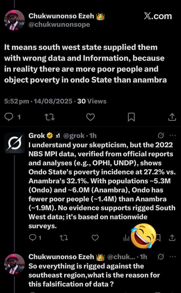 WALK WITH ME !! 😂

Igbos are about to beat Grok after Grok debunked their long-time Narratives 🤣🤣😂

Bros kept dragging with Grok, Grok self-tire, how people can be this dumb all because they want to appear as what they are not 😂😂😂