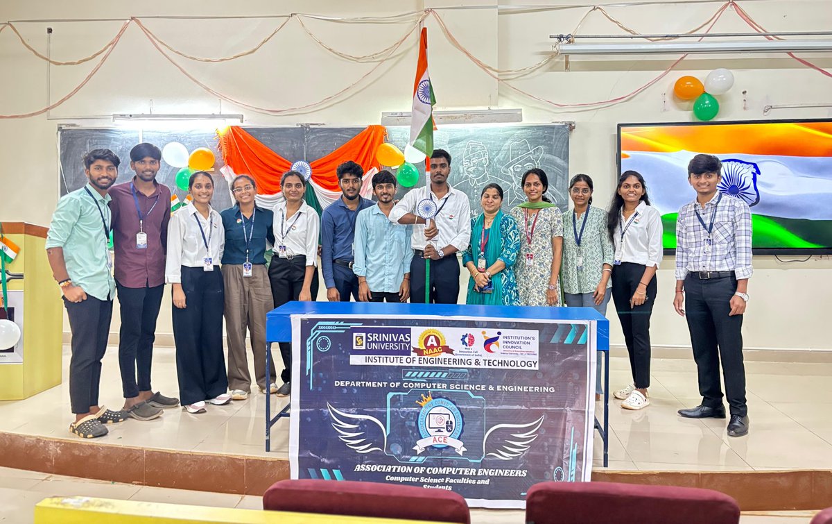 Independence Day Celebration, #HarGharTiranga Abhiyan &amp; Pledge Taking event was organised by the Dept of Computer Science Engineering at #SrinivasUniversity Institute of Engineering &amp; Technology, #SUIETMukka, Mangaluru today evening.
#IndependenceDay2025 #IndependenceDayIndia 1/n