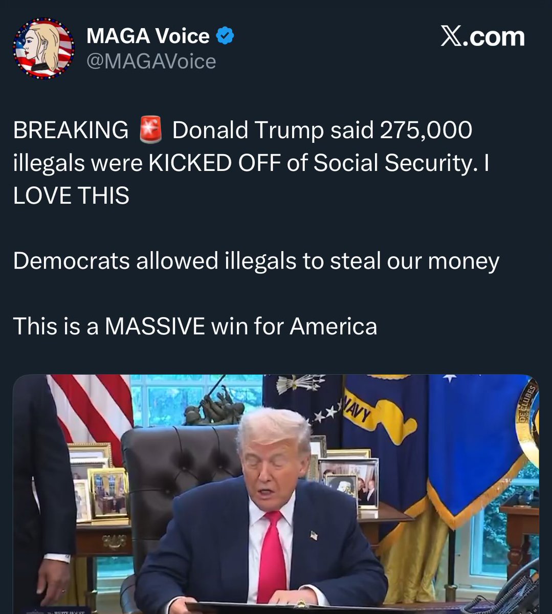 Another Trump lie that only MAGA morons believe…."illegals/undocumented" never got social security so if anyone did get kicked off it could be your grandma