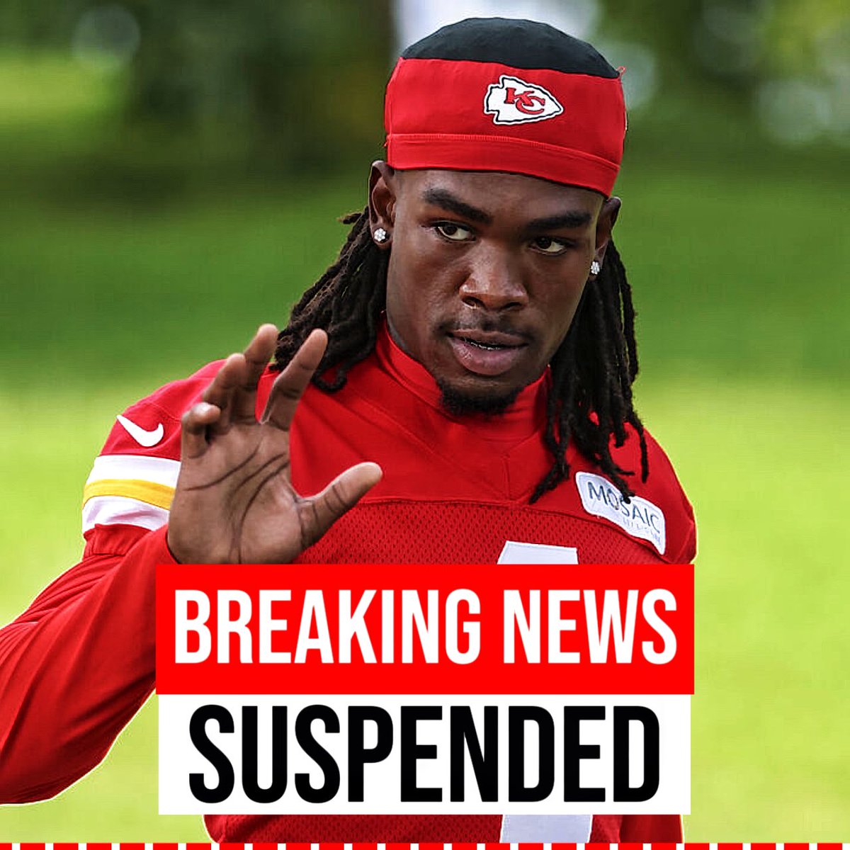 KevKingsleyNFL's tweet photo. Despite his disciplinary hearing with the NFL scheduled for Tuesday, Sept. 30, Chiefs WR Rashee Rice will begin the season on the Commissioner’s Exempt List.

Rice will remain there until the hearing determines the length of his suspension. https://t.co/gcBBxnaIu7