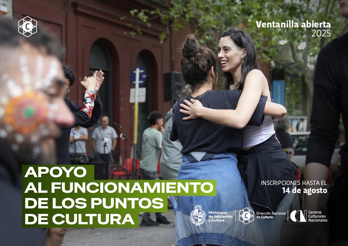 Última oportunidad para inscribirse en la #ventanilla de apoyo dirigida a los Puntos de Cultura de todo el país.

🔗gub.uy/ministerio-edu…