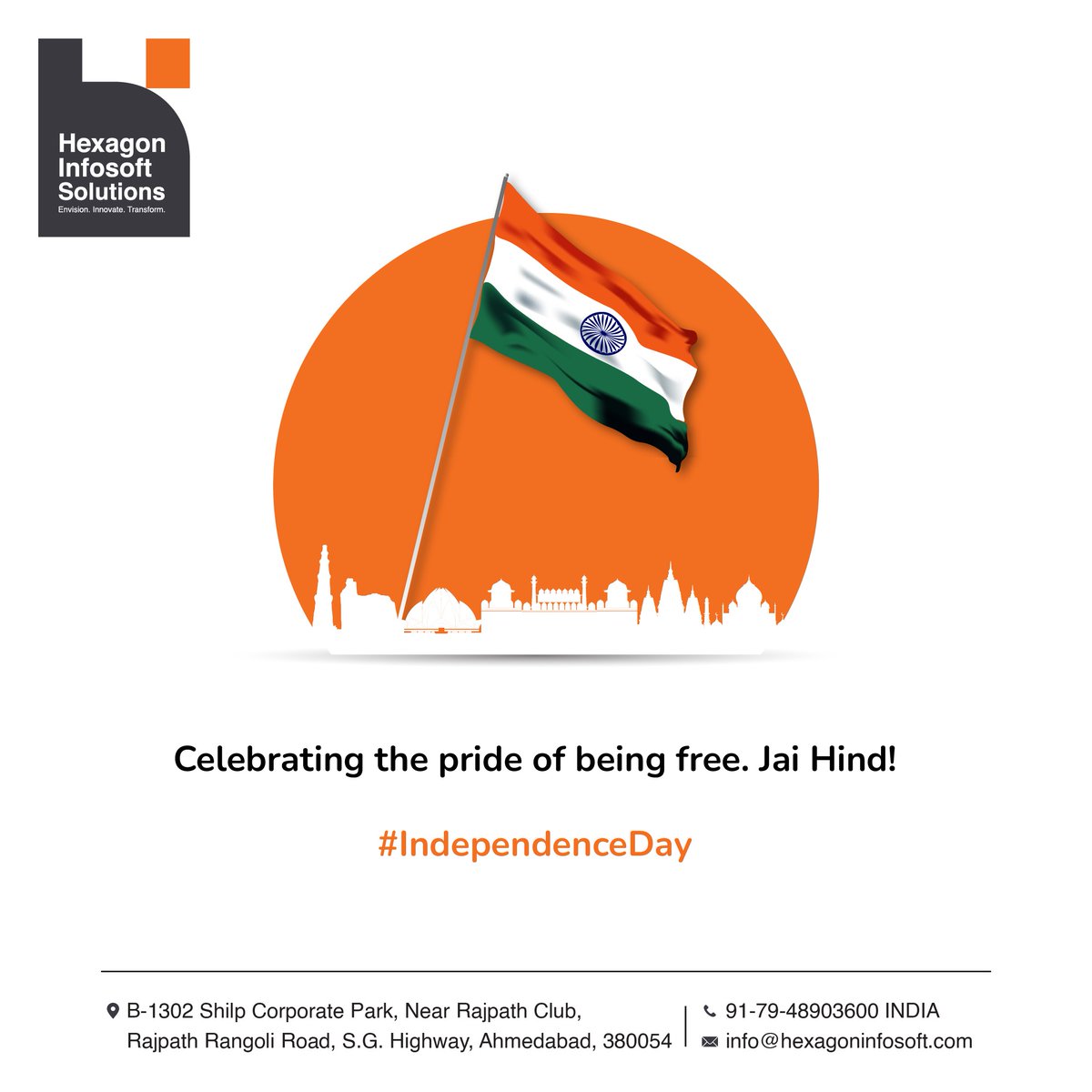 hexagoninfosoft's tweet photo. "Freedom is the heartbeat of our nation — it’s the rhythm that keeps us alive as a people. Let’s cherish it, protect it, and pass it on to the next generation with pride and responsibility. Happy Independence Day!" 🇮🇳✨ https://t.co/MR2PpO0ipV