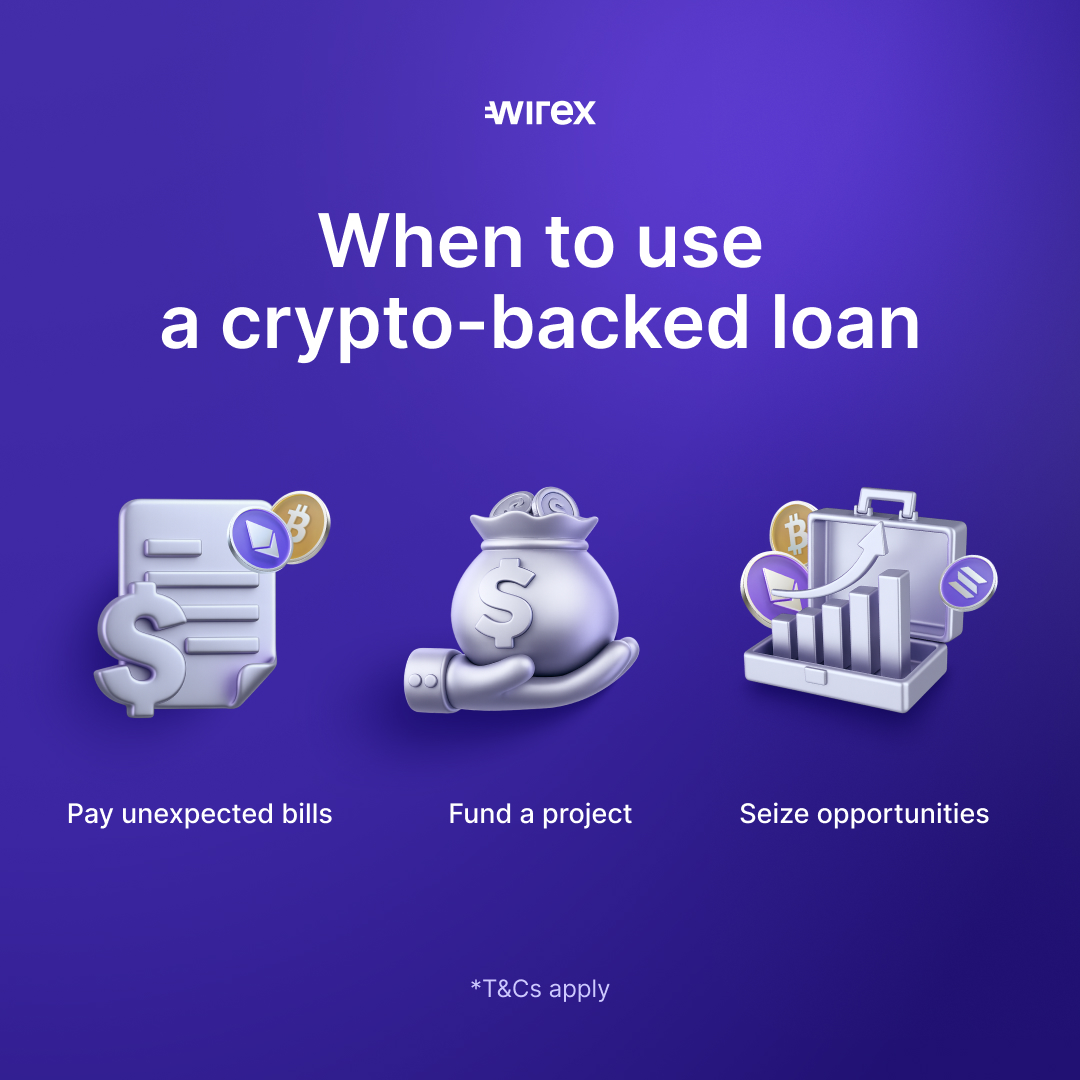 When should I be using a crypto-backed loan?💸 There are many situations  where they might come in handy, but here are some common examples: 🔹Pay  unexpected bills 🔹Fund a project 🔹Seize opportunities