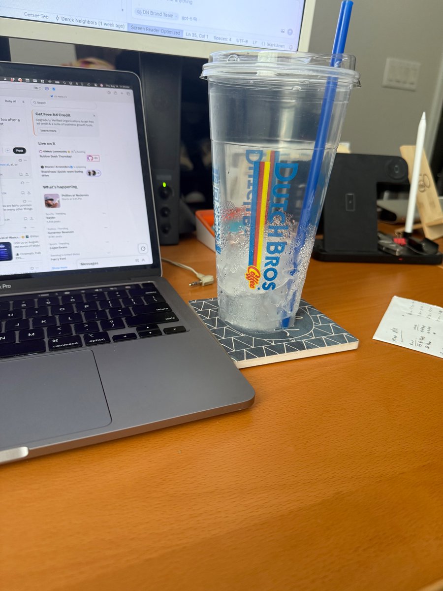 dneighbors's tweet image. I love a sugar free coconut @DutchBros iced tea after a run, but in AZ the sweat from the cups are not compatible to using a a MacBook track pad.  #FirstWorldProblems