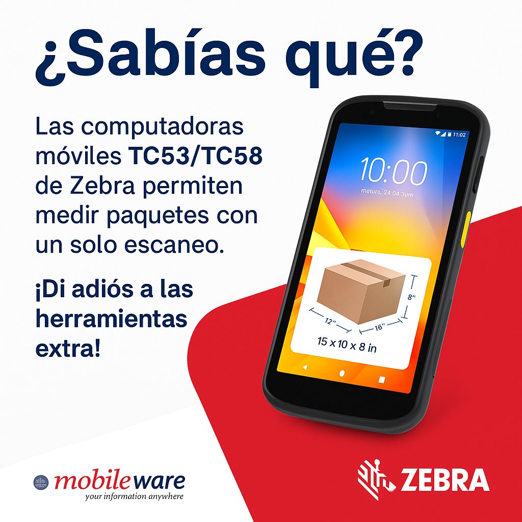 mobileware's tweet photo. 📦 Mide, gestiona y optimiza tu logística sin complicaciones.
Las TC53/TC58 te permiten medir paquetes sin usar herramientas extra.
📩 contacto@mobileware-mx.com
📞 (55) 5543 1585 | (55) 5687 6294
📱 WhatsApp: 55 8079 3600 https://t.co/w65Eh7xViF