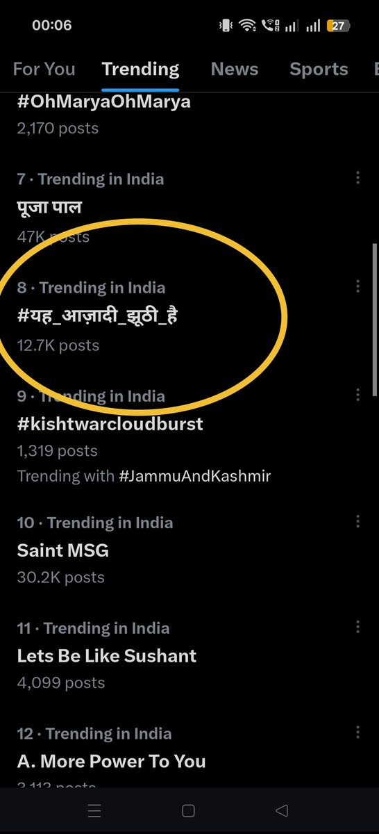 Yuvakranti1818's tweet photo. #यह_आज़ादी_झूठी_है

ये trending में hai 8 number par https://t.co/p8yXtvW2KK