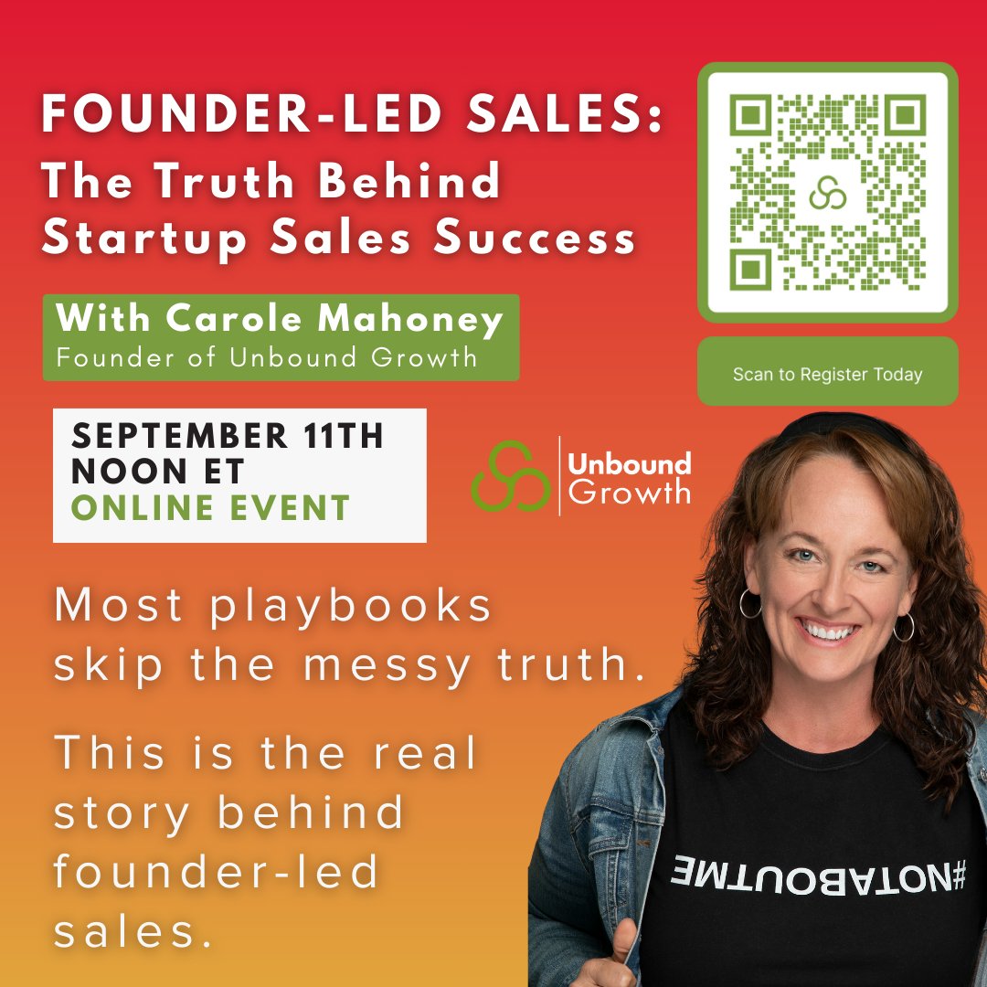 Founder-led sales isn’t just about hustling harder—it’s about selling smarter.
📅 Sept 11, 12pm ET — Founder-Led Sales: The Truth Behind Startup Sales Success

🎁 Win Buyer First signed +more
🎯 Bonus: HSFS-only cohort discount

Register 👉 bit.ly/3HAlDFU