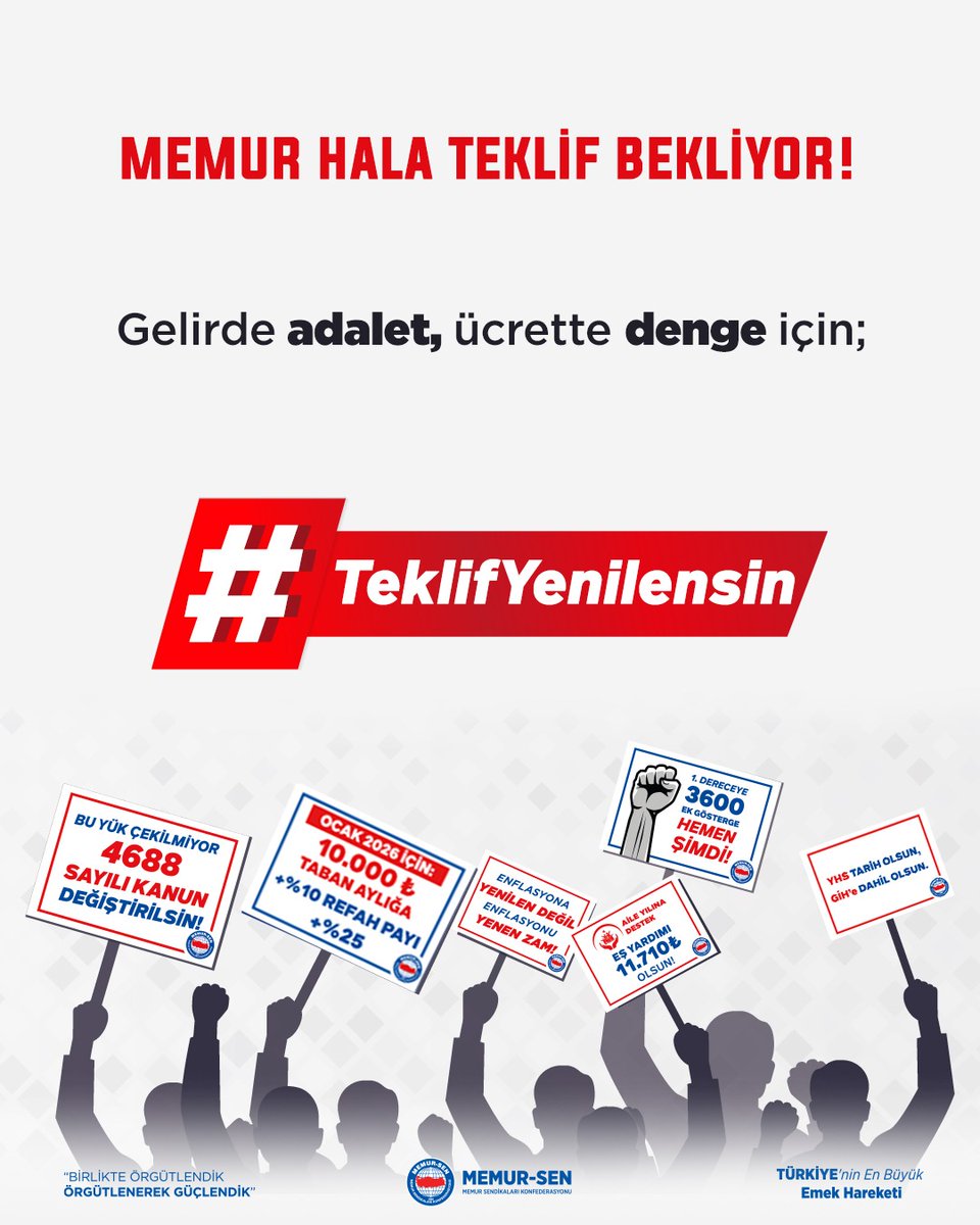 Gelirde adalet, ücrette denge için; #TeklifYenilensin