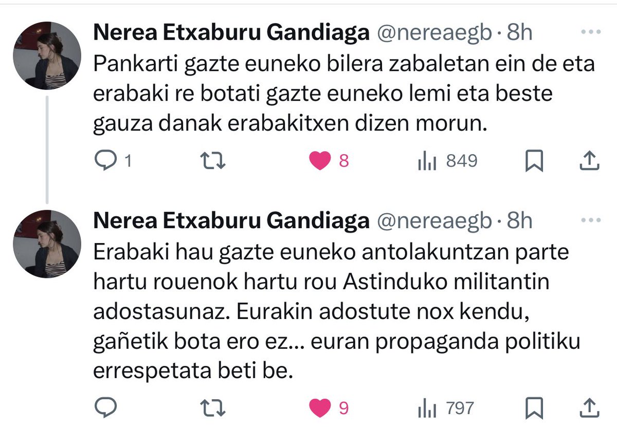 Goizetik azaldu zaizue nola izan den asuntoa eta zuek oraindik zurrumurru faltsuak hedatzen.

👇🏻

x.com/nereaegb/statu…