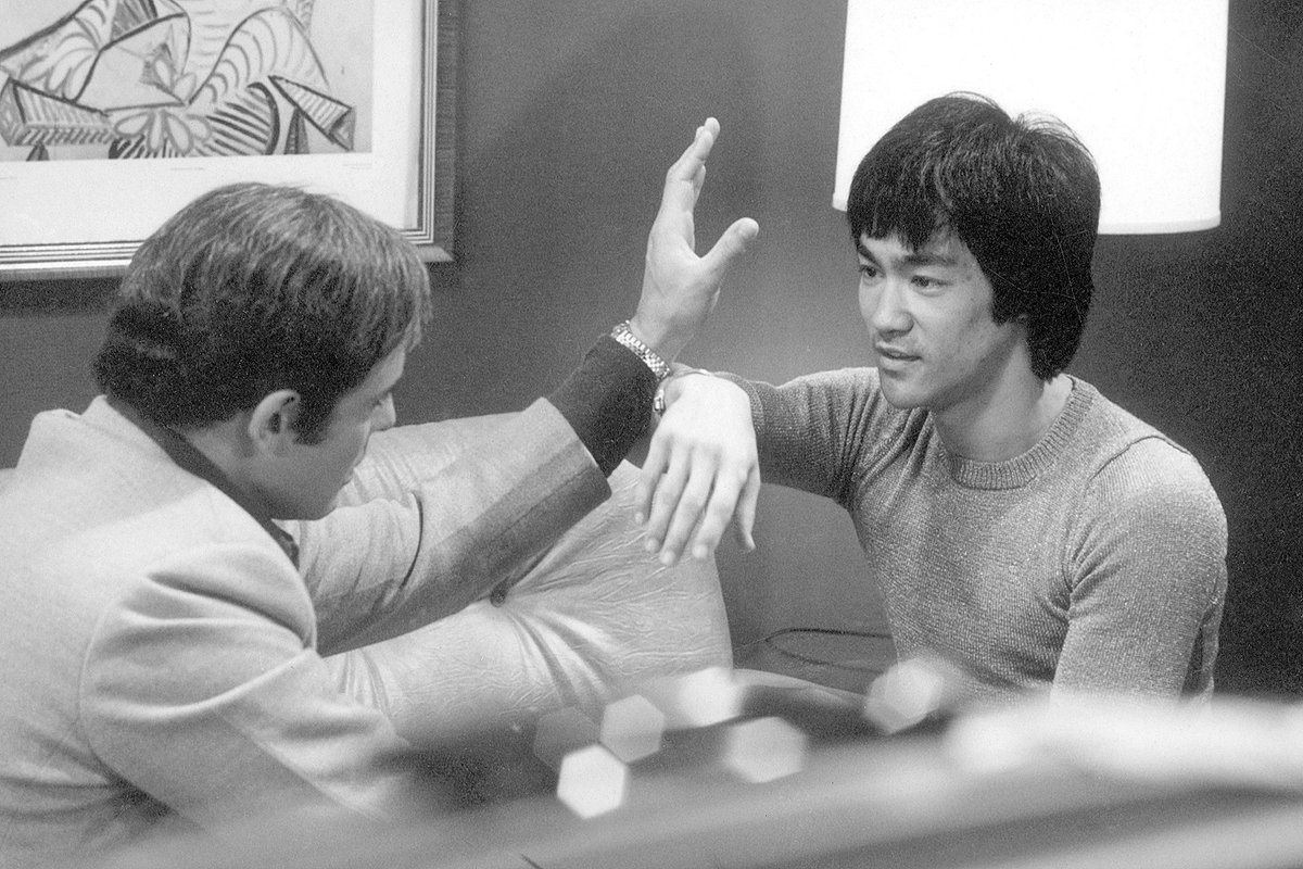 brucelee's tweet photo. Demonstrating Wing Chun with John Saxon. https://t.co/4lMjs6Djjq