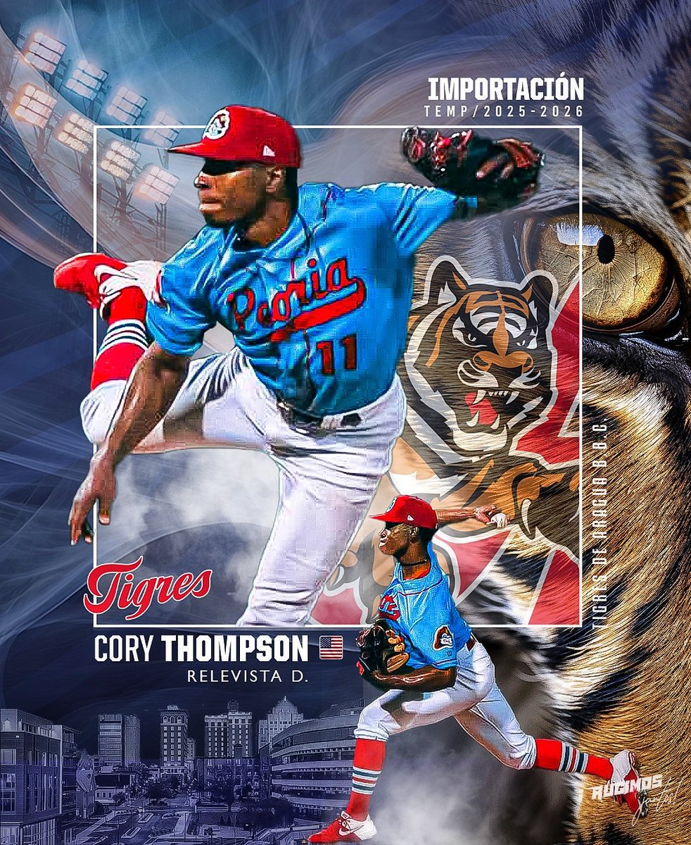🚨ANUNCIO OFICIAL🚨
IMPORTACIÓN 🐅
La organización Tigres de Aragua anuncia de manera oficial su segundo importado de cara a  la venidera  temporada 2025-2026 de la LVBP, se trata del relevista Cory Thompson.