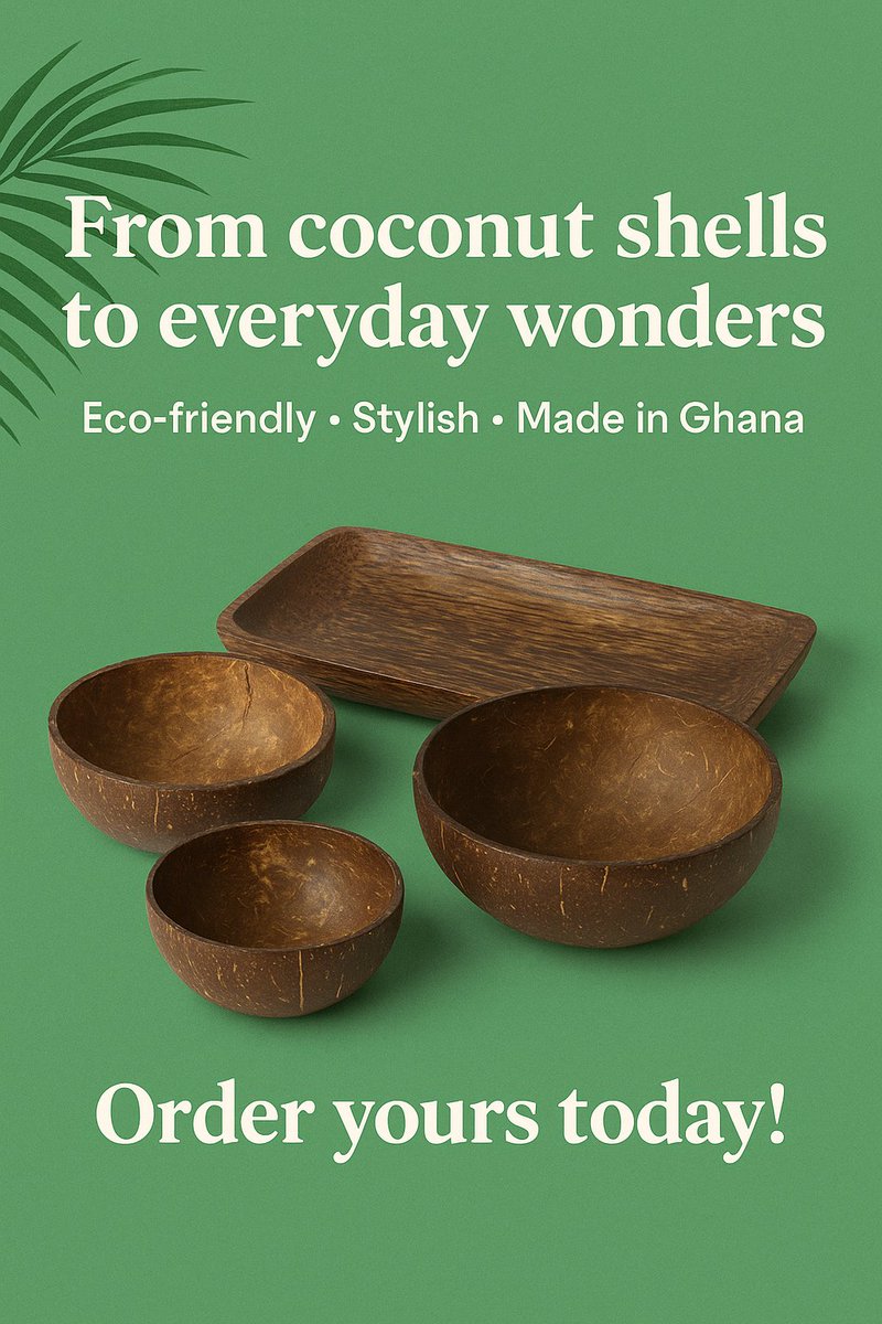iam_foligh's tweet photo. Every coconut shell we save is a step towards a cleaner Ghana 🇬🇭
🌿 You can be part of the change — own an eco product today!
✨ Kitchenware • Fashion • Everyday Essentials
📍 Accra, Nationwide Delivery
#EcoFriendly #MadeInGhana #zerowaste https://t.co/ql7hpt5fy7