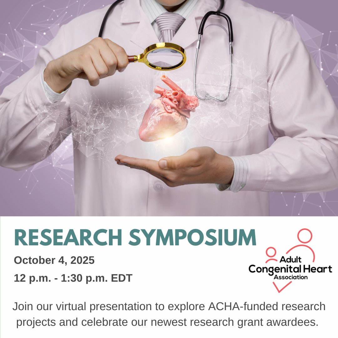 ACHA_Heart's tweet photo. We hope you will join ACHA at our virtual research symposium! Learn more and register today at https://t.co/MBH2ptLceJ. #ACHAFunded #CHDAwareness #CHDCare4Life #CHD #ACHD #ACHACares https://t.co/ojmk828PgC