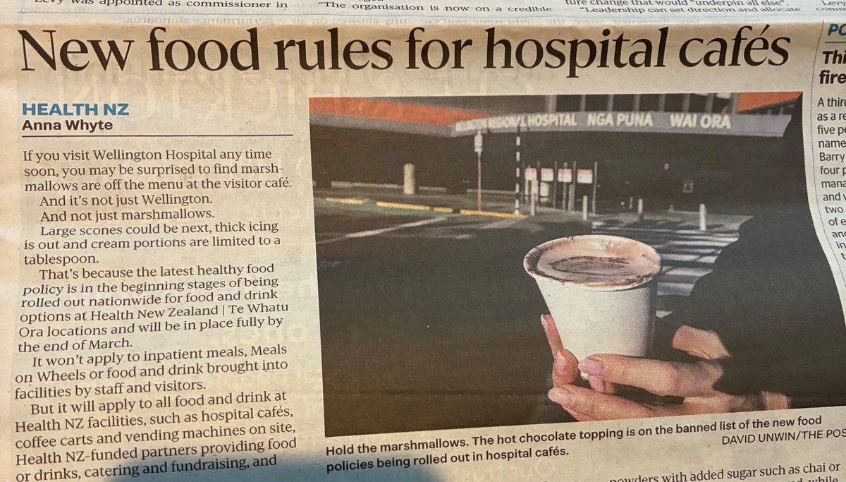 Probably the last thing people visiting seriously ill or injured friends/relatives want is a govt agency telling them what comfort food they can’t eat.
It is as if the previous govt was still in charge.