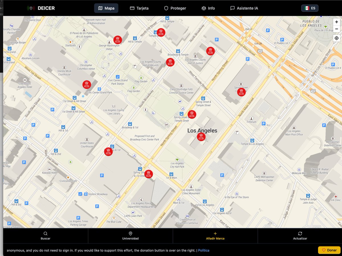 About 100 #ICE agents around 100 N Central, Los Angeles, CA.  Just sent out background alerts via #DEICER as a courtesy for the <a href="/IceOutOfLA/">Ice Out of LA</a> folks.  Anything else I can do - lmk.