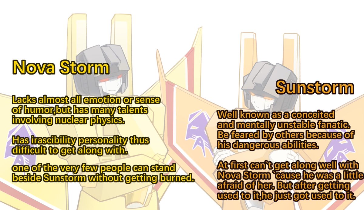 Floawing_tts's tweet photo. #Transformers #Novasun
plz support my ship(wat
nova’s bio basically from Brandy Dixon(the designer of Ion and Nova),added some personal understanding 😗(use translator,sorry if has any incorrect expression) https://t.co/UeRQu8iDuE