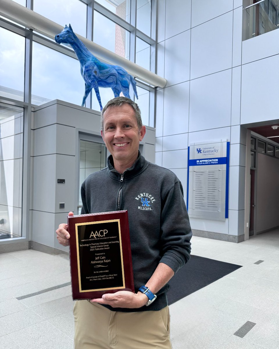 💡 Could a chatbot be your next teaching assistant?

<a href="/AACPharmacy/">AACP</a>'s Technology in Pharmacy Education and Learning SIG awarded <a href="/DrJeffCain/">Jeff Cain</a> and Aishwarya Rajan (PharmD ’24) with the 2025 Publication Award. 🏆

Their article, Proof of Concept of ChatGPT as a Virtual Tutor, published