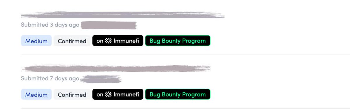 Just got two confirmed mediums <a href="/immunefi/">Immunefi</a>