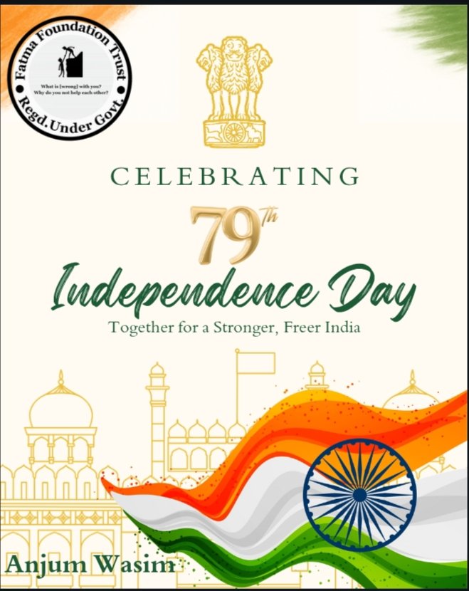 AnjumWasim10's tweet photo. "Happy Independence Day! 🎉🇮🇳 Let's celebrate the spirit of freedom and unity that binds our nation. May our tricolor flag always fly high, symbolizing the sacrifices and dreams of our great leaders. 🙏❤️ Wishing everyone a day filled with pride, joy, and patriotism! 🌟 https://t.co/bSKgyFj8Z0