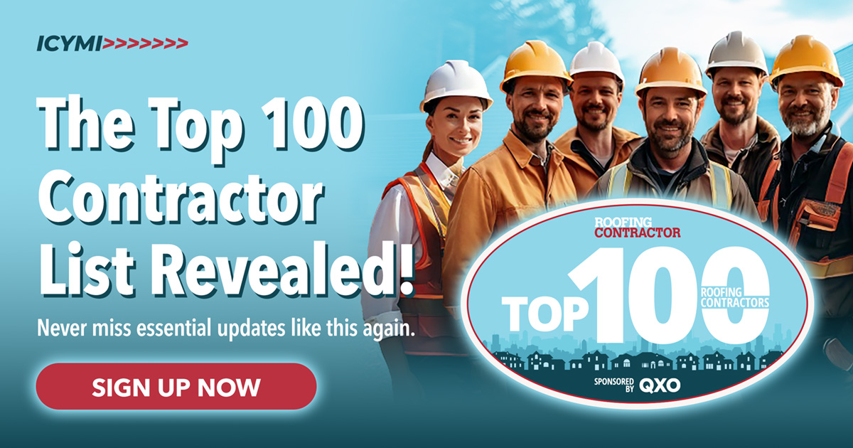RoofContr's tweet photo. 🚨 ICYMI: The Top 100 Contractor List is out!
🏆 Don’t miss the biggest names in roofing!
📩🆓 Sign up for the FREE Roofing Contractor Newsletter today and never miss an update. 👉 https://t.co/ouOFFjkfg1
#TopContractors #RoofingContractors #RoofingIndustry #RC100 https://t.co/e9Q7L6MTJs