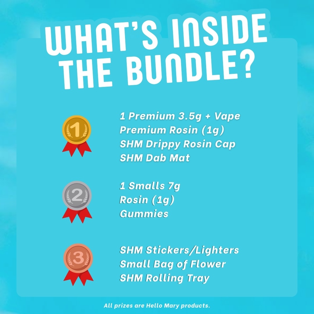 Shop Hello Mary Official (@shophellomary_) on Twitter photo 🚨 GIVEAWAY ALERT 🚨
Want to win a Hello Mary bundle? Here’s how to enter:
1⃣ Follow <a href="/ShopHelloMary/">Shop Hello Mary</a>
2⃣ Like + Repost this tweet
3⃣ Comment with your favorite strain or emoji 🌿
⏰ Giveaway live now until 8/21 at 12 PM PST
Must be 21+ and in legal states 🚨 GIVEAWAY ALERT 🚨
Want to win a Hello Mary bundle? Here’s how to enter:
1⃣ Follow <a href="/ShopHelloMary/">Shop Hello Mary</a>
2⃣ Like + Repost this tweet
3⃣ Comment with your favorite strain or emoji 🌿
⏰ Giveaway live now until 8/21 at 12 PM PST
Must be 21+ and in legal states