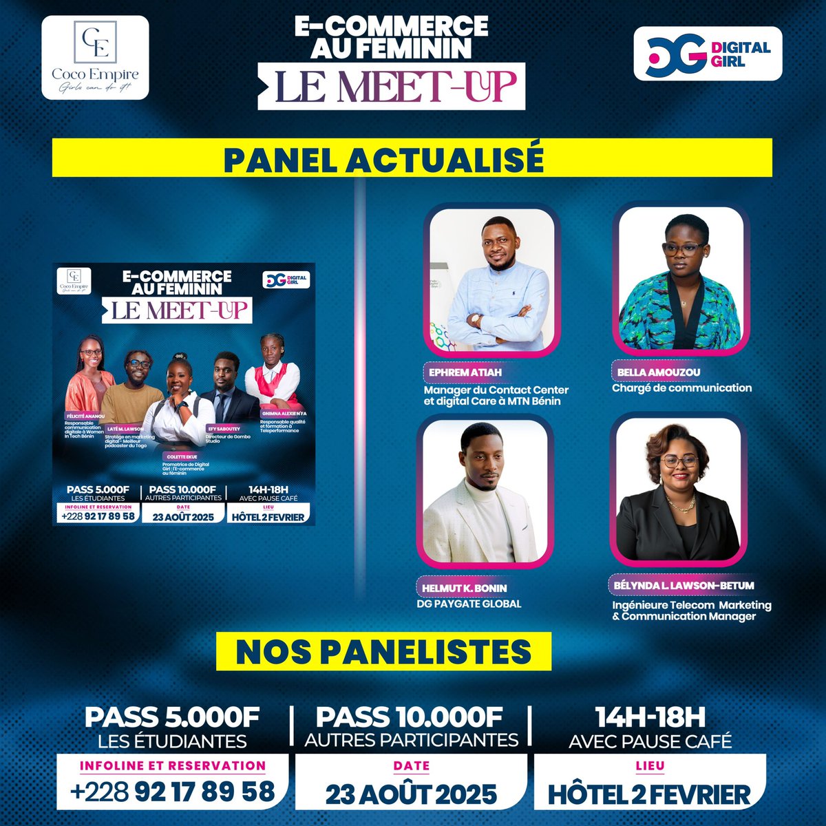 E-COMMERCE AU FÉMININ – LE MEET-UP 

8 experts, un après-midi pour propulser votre réussite en e-commerce !

Je veux offrir 3 tickets : 2 pour étudiantes, 1 pour une entrepreneure voulant digitaliser son business. 

RT ou partage ça peut aider .