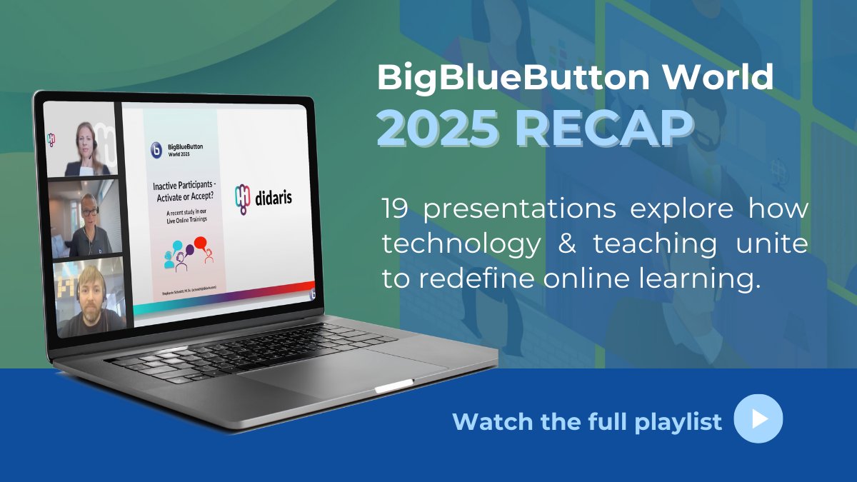 🌍 BigBlueButton World 2025: 19 sessions, 600+ participants, endless innovation.
From plugins &amp; whiteboard upgrades to real-world online learning success stories—our wrap-up blog has it all.
📰 Read the highlights: ow.ly/AcQ850WGbP3
#BigBlueButton #EdTech #VirtualClassroom