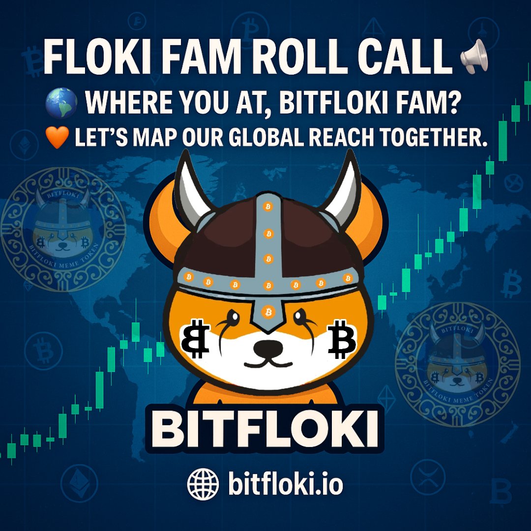 BitFloki_io's tweet image. 🧑‍🤝‍🧑 Floki Fam Roll Call 📢

🌍 Where you at, BitFloki fam?

📍 Drop your location + how long you’ve held.

🧡 Let's map our global reach together.

#FlokiFam #CryptoCheckIn #GlobalHolders