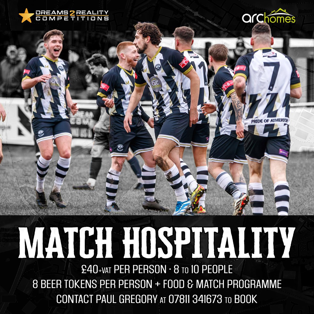 Hospitality spaces have become available for tomorrow's FA Cup clash against Prestwich Heys 🎟️

Perfect for a work, family or friends outing, hospitality includes admission, 8 beer tokens, food and a programme for a party of 8 to 10 people 🏁

Contact us for details 🤝