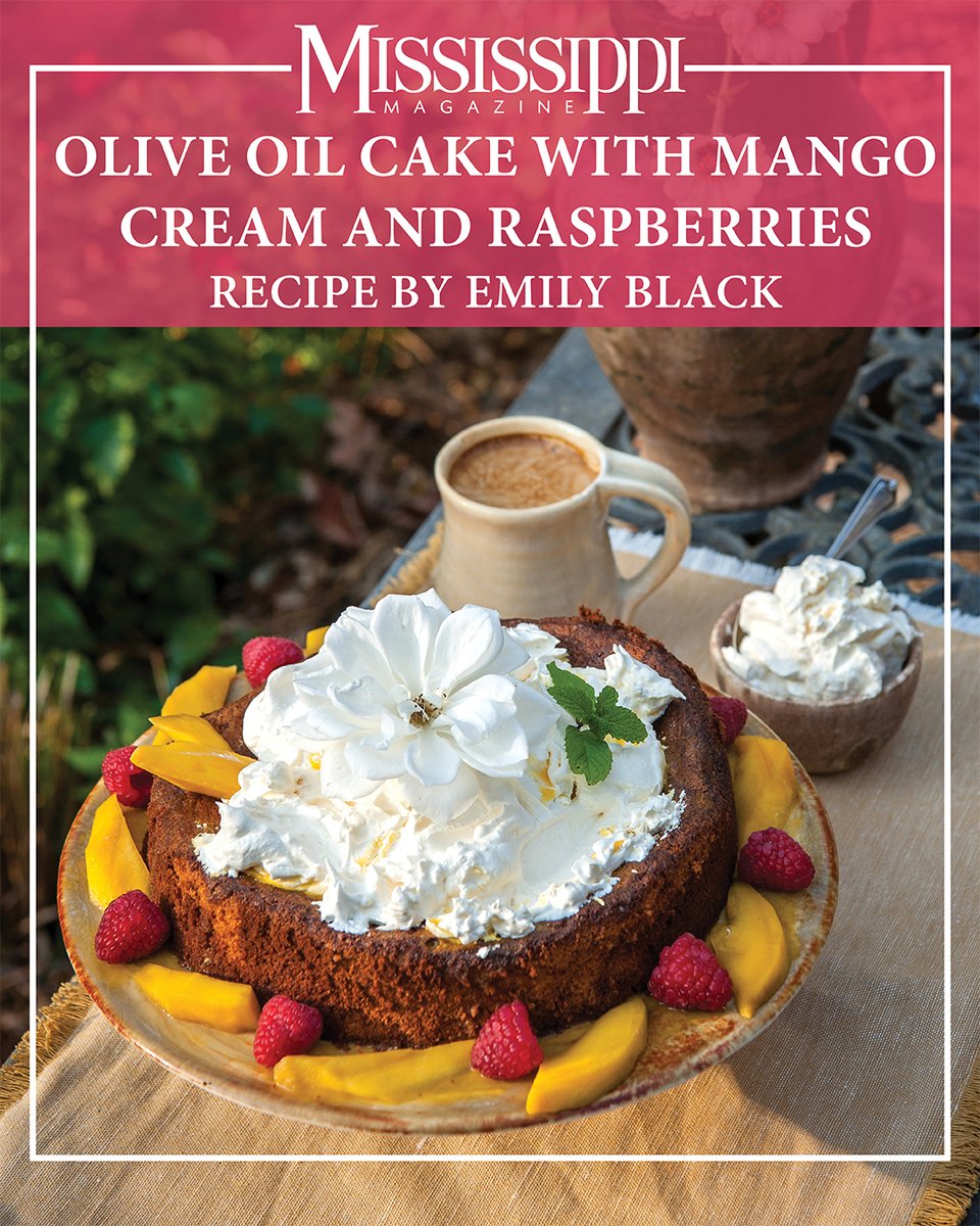 Indulge in our Olive Oil Cake topped with creamy mango and fresh raspberries! A light, zesty dessert that's both elegant and delicious. Check the link for the full recipe!  
: 
mismag.com/olive-oil-cake…