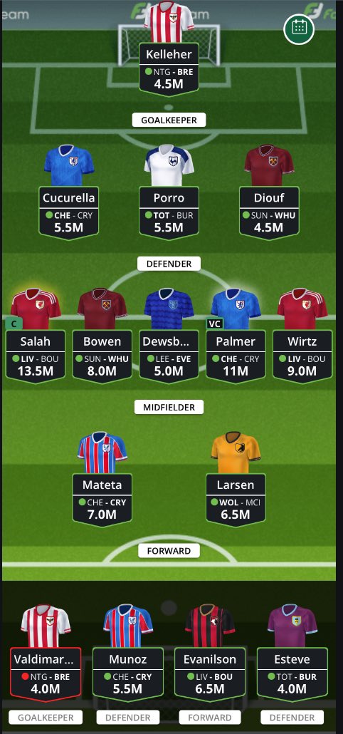 JoeCon1's tweet photo. Fanteam GW 1: https://t.co/LFuiMKZVmT
