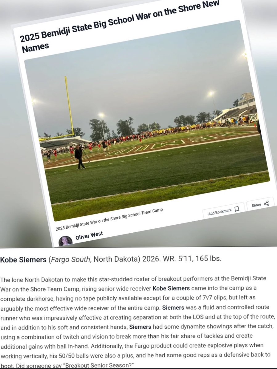 Kobe siemers (@paertsb) on Twitter photo Thank you for the write up <a href="/PrepRedzoneMN/">Prep Redzone Minnesota</a> once agin had an amazing time <a href="/BSUBeaversFB/">Bemidji State Football</a> camp
<a href="/OJW_Scouting/">PrepRedzone Oliver</a> <a href="/NWahlScouting/">Nate Wahl</a> <a href="/PrepRedzoneDAK/">Prep Redzone Dakotas</a> Thank you for the write up <a href="/PrepRedzoneMN/">Prep Redzone Minnesota</a> once agin had an amazing time <a href="/BSUBeaversFB/">Bemidji State Football</a> camp
<a href="/OJW_Scouting/">PrepRedzone Oliver</a> <a href="/NWahlScouting/">Nate Wahl</a> <a href="/PrepRedzoneDAK/">Prep Redzone Dakotas</a>