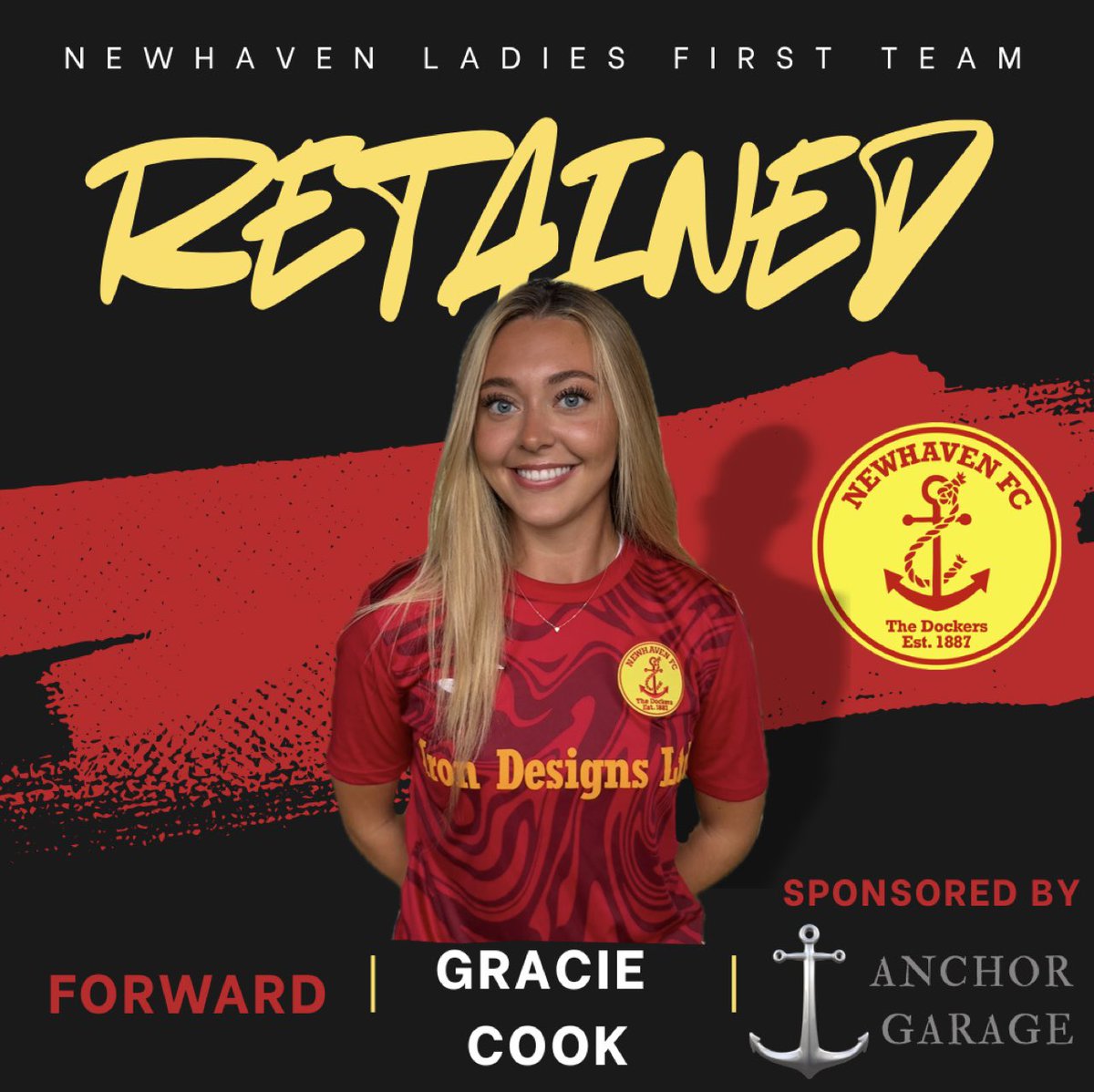 NewhavenLadies's tweet photo. ✍️COOK’S BACK ON THE BOOKS!

We’re delighted to announce that Gracie Cook has signed on for the 2025/26 season. She stays with The Dockers for another season! 

Thank you to Anchor Garage for sponsoring Cook!

#COYD | 📸rqu_photography https://t.co/vTLERkbAjQ